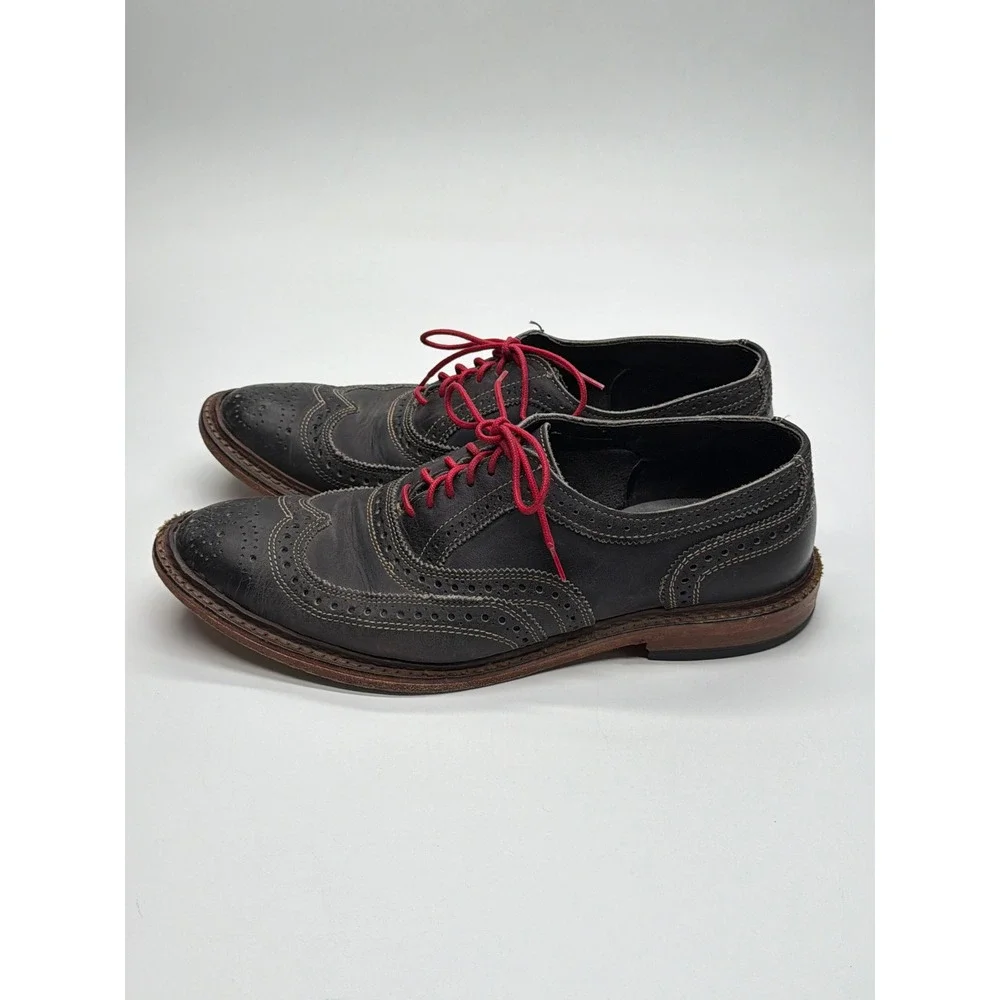 Mens Black Leather Wingtip Oxfords‎ Allen Edmonds Neumok size 9 Contrast Stitch